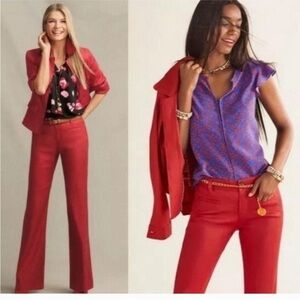 CAbi red valentine linen pants size 6